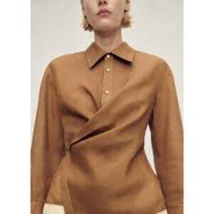 BRAND NEW! MANGO Ramie shirt with asymmetrical closure